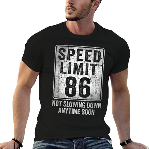 86th Birthday Speed Limit Sign Funny 86 Year Old Senior  Polyester Blend T-Shirt