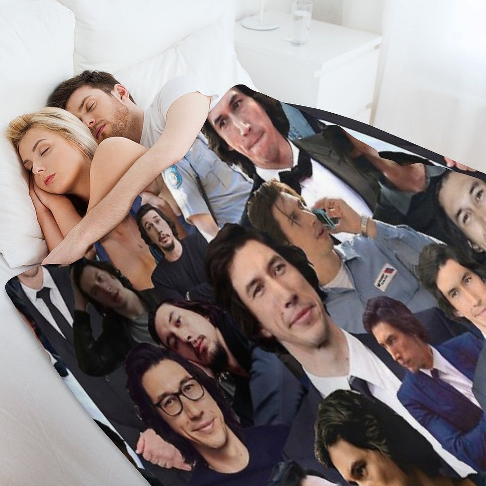 Adam Driver Blue Collage Shrink-resistant Throw Blanket