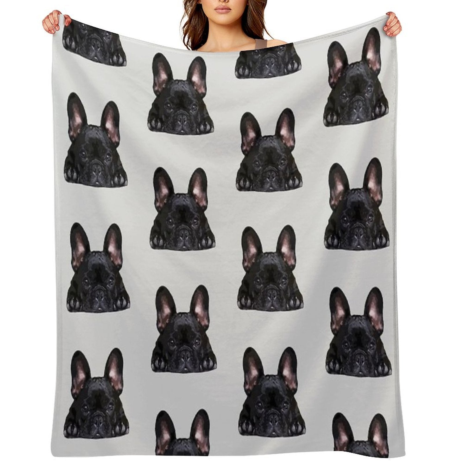 French Bulldog Black Puppy Dog Multi-functional Throw Blanket