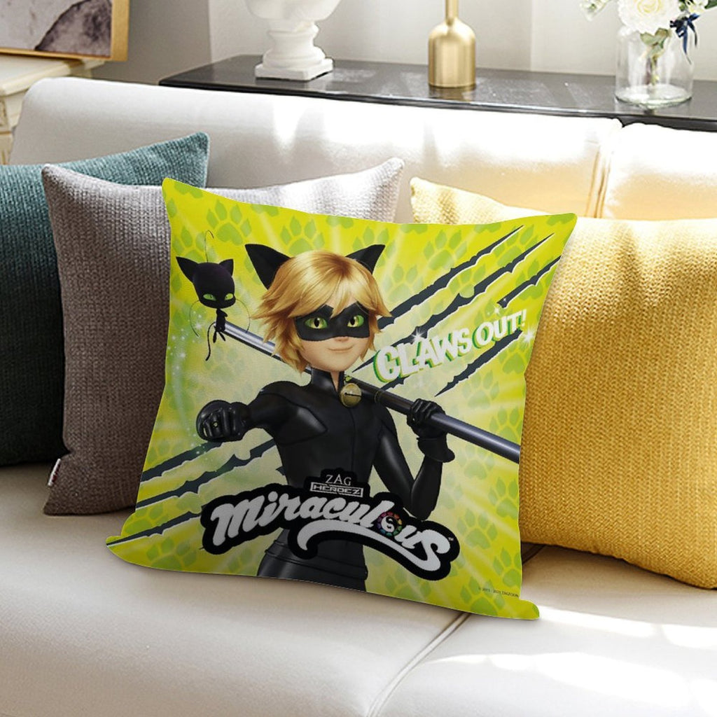 Miraculous Ladybug - Character Focus Cat Noir Claws Out Soft Decorative Cover Throw Pillow