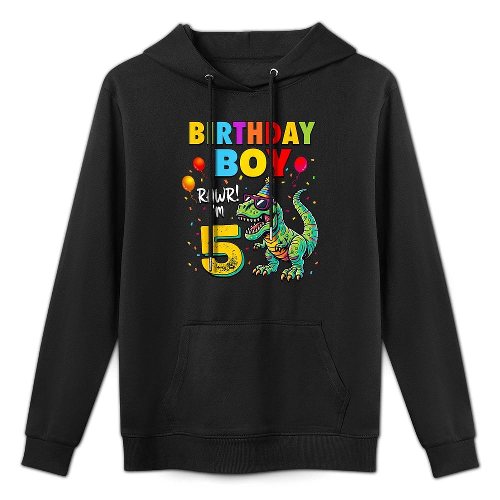 5 Years Old T-Rex Dinosaur Boy Kids 5th Birthday Party Moisture-Wicking Hoodie