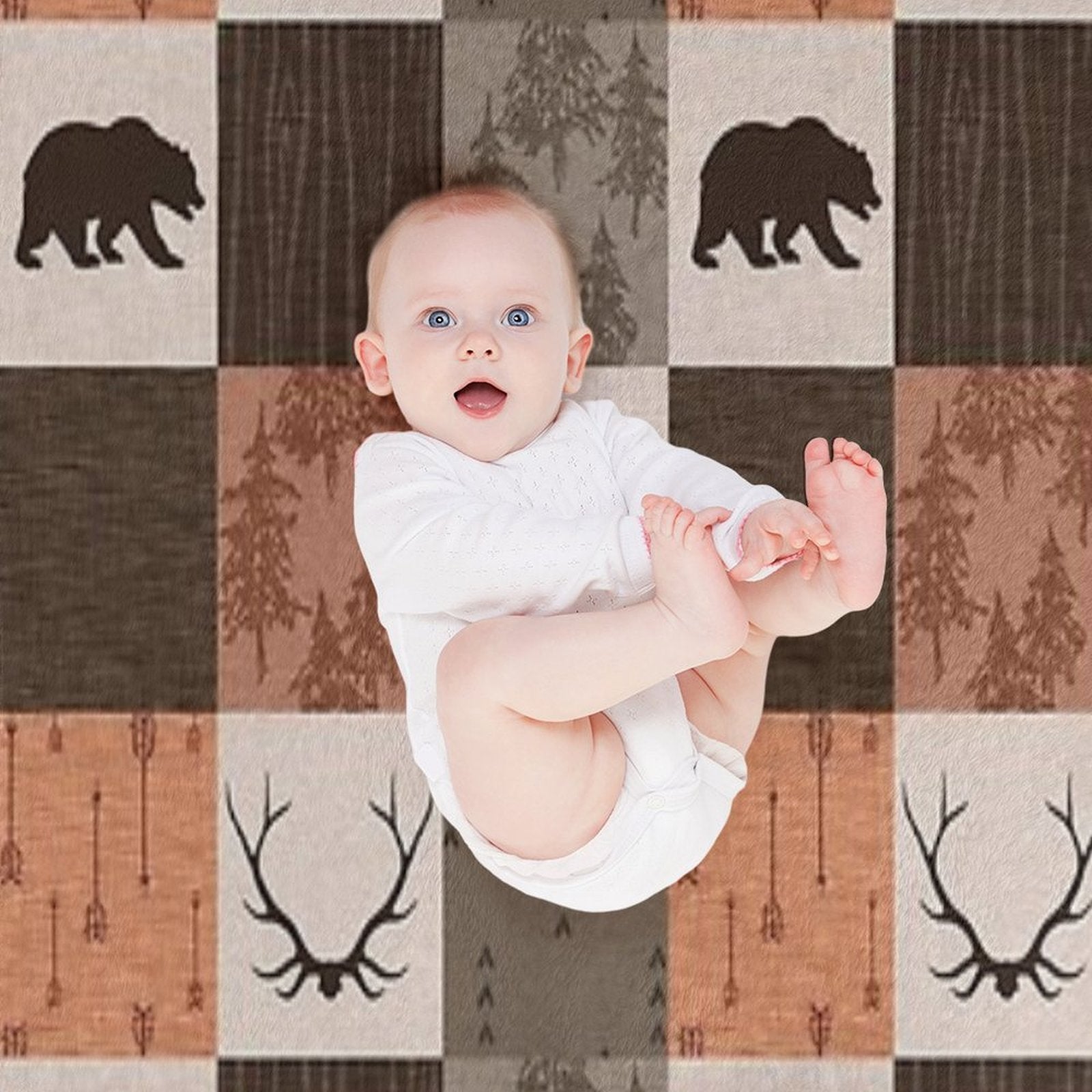 Woodland Patchwork - Rustbrown Easy Care Throw Blanket