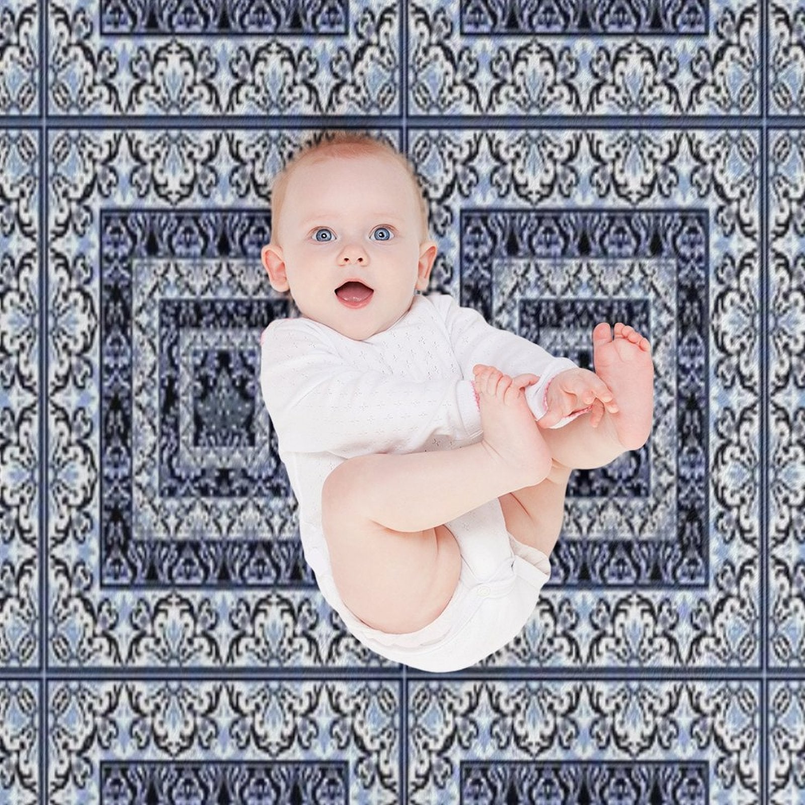 Damask Mosaic Tile Art Multi-functional Throw Blanket