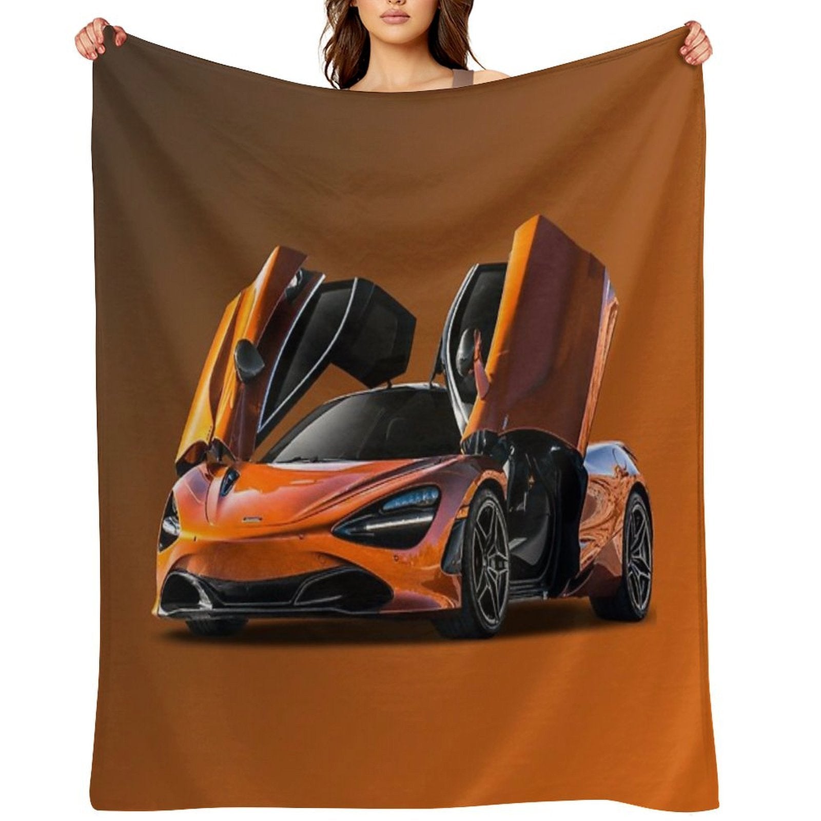 Orange Super McLaren P1 Formula 1 Design Sustainable Throw Blanket