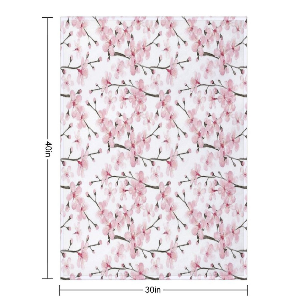 Cherry Blossom Watercolor Art by Magenta Rose Designs Anti-pilling Throw Blanket