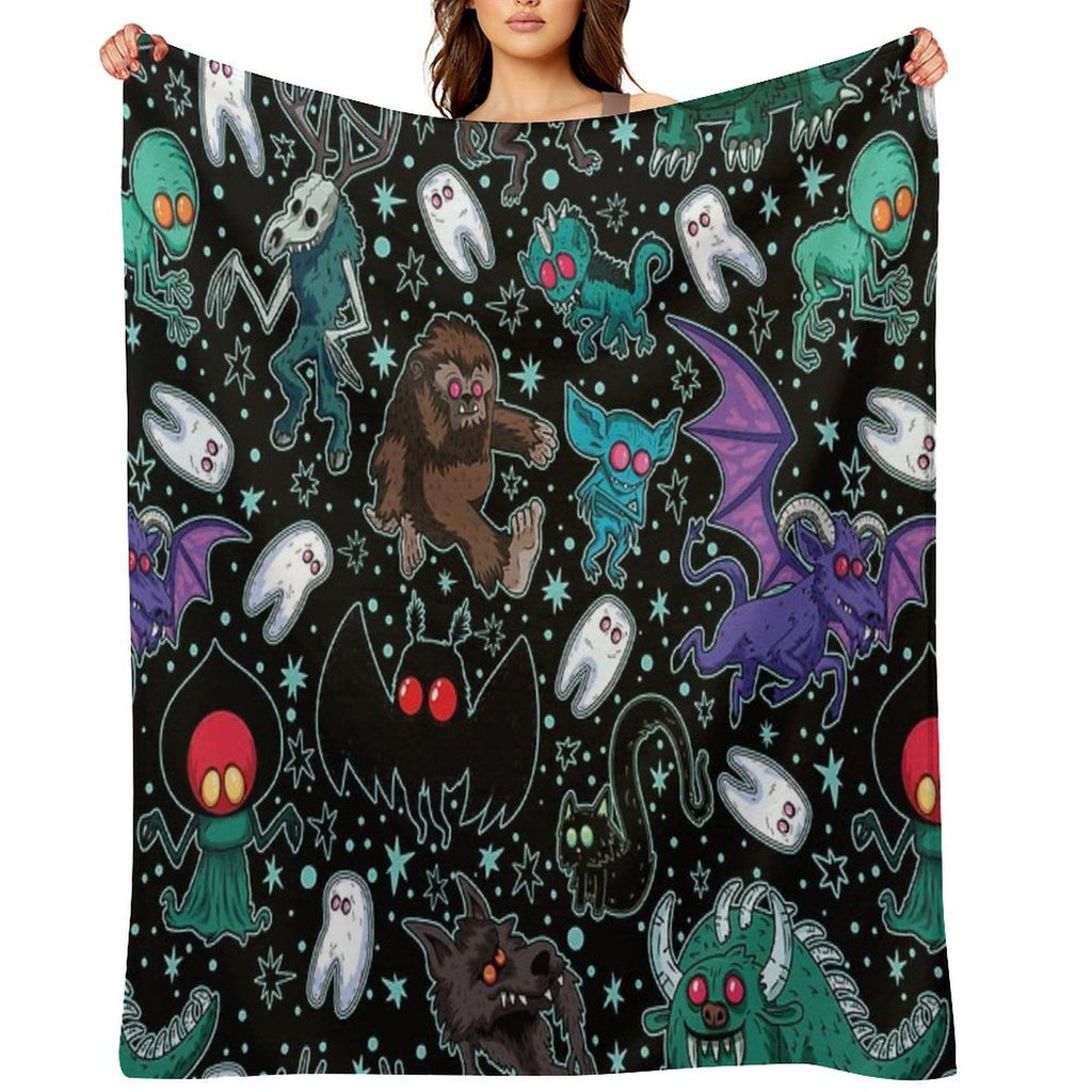 Cryptids Night Black Compact Throw Blanket
