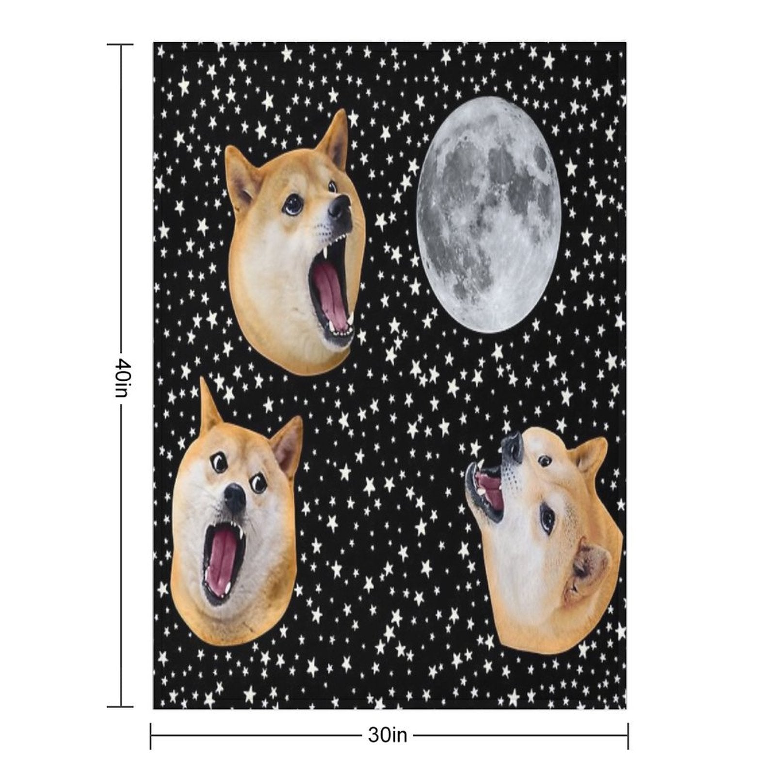 Three Doge Night Howling at The Moon Compact Throw Blanket