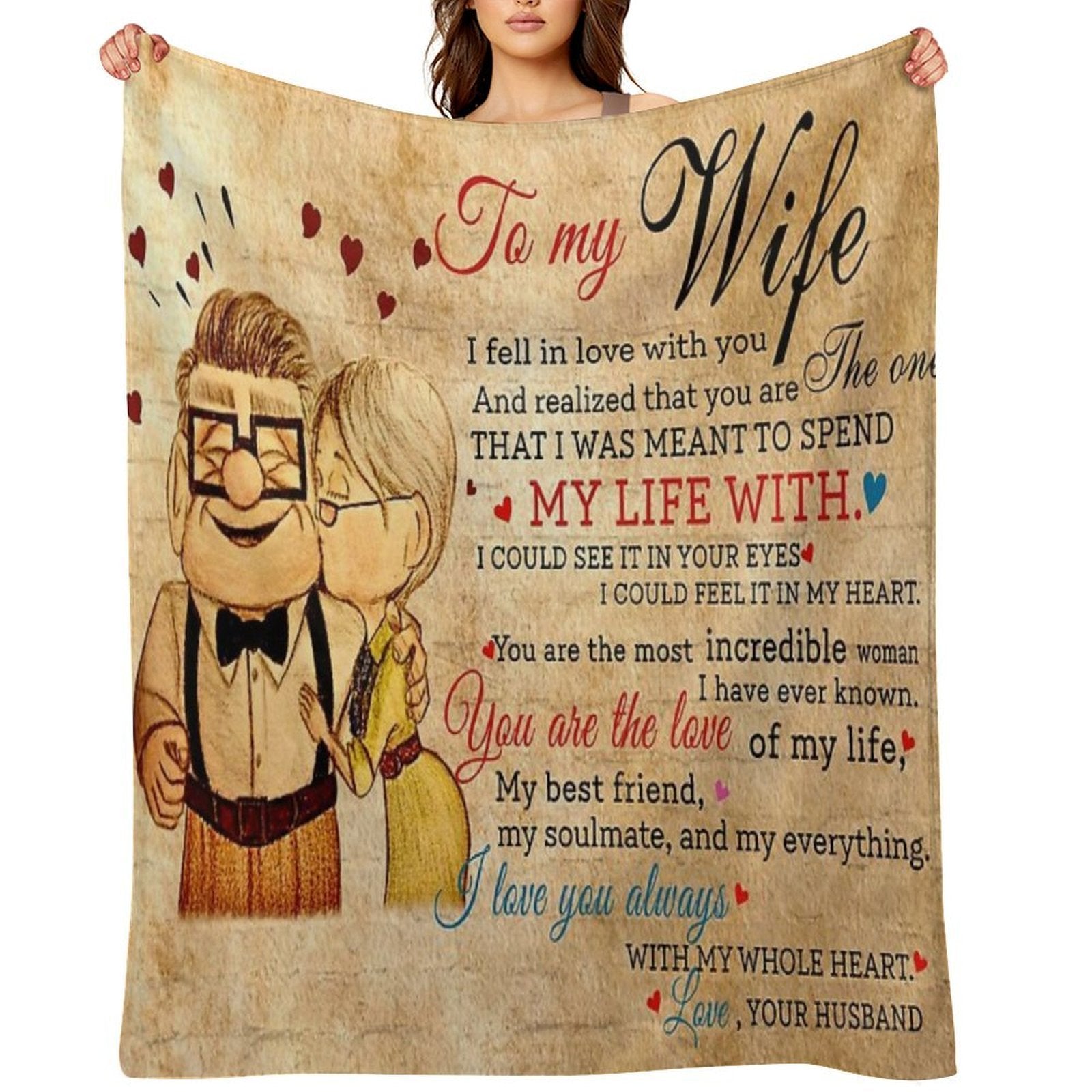 Carl And Ellie To My Wife I Love You Always With My Whole Heart, Valentines Gift For Wife Premium Throw Blanket