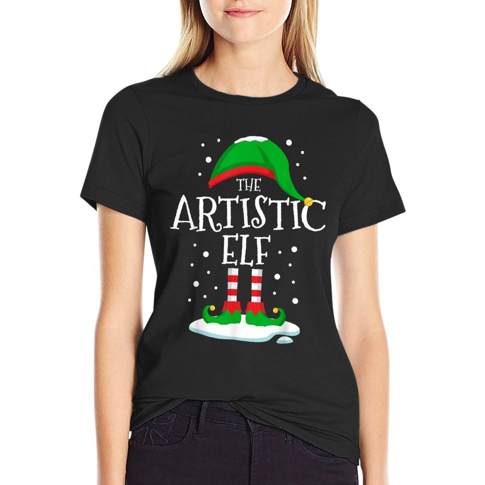 The Artistic Elf Christmas Family Matching Xmas Art Funny  Heathered Texture T-Shirt