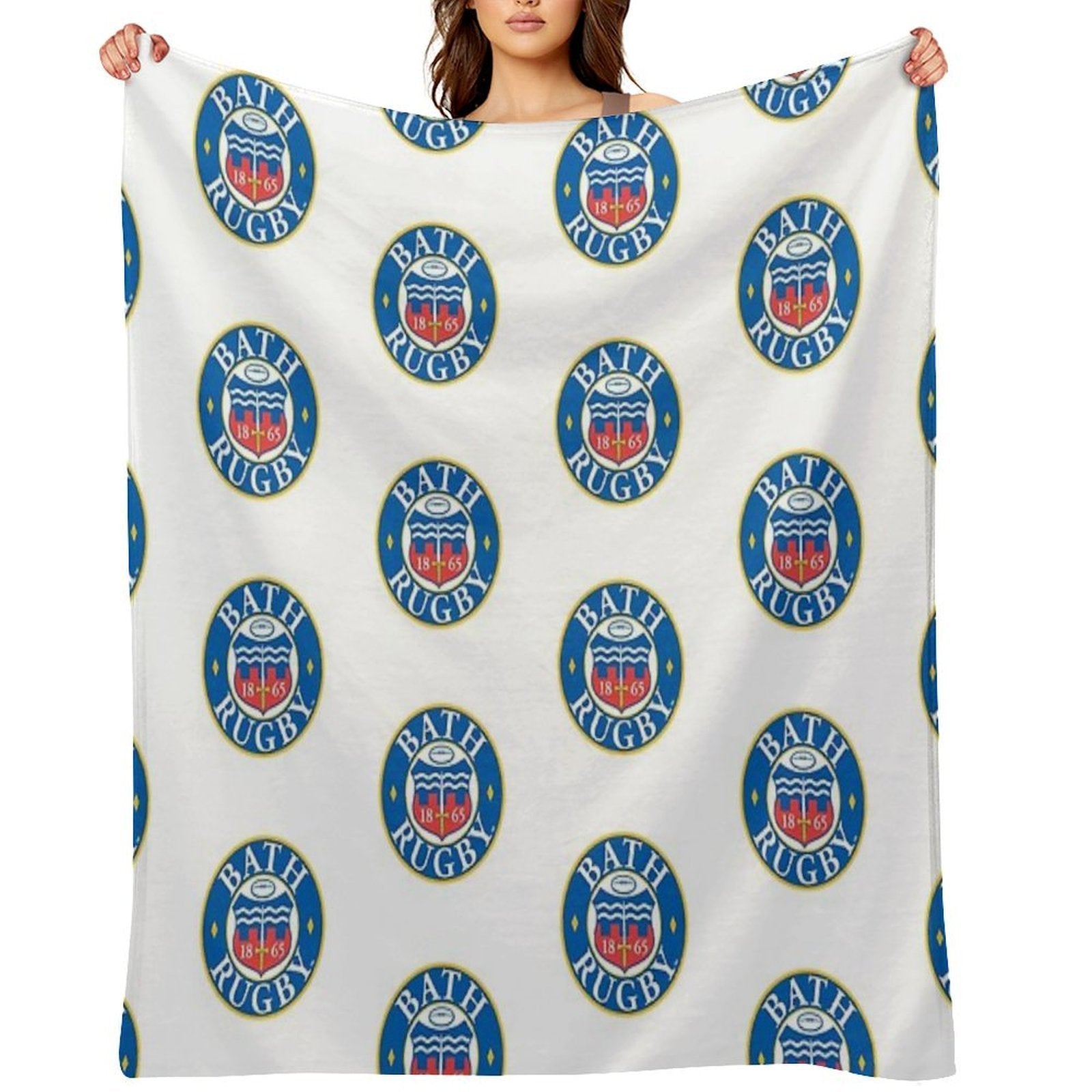 Bath Rugby Plush Throw Blanket