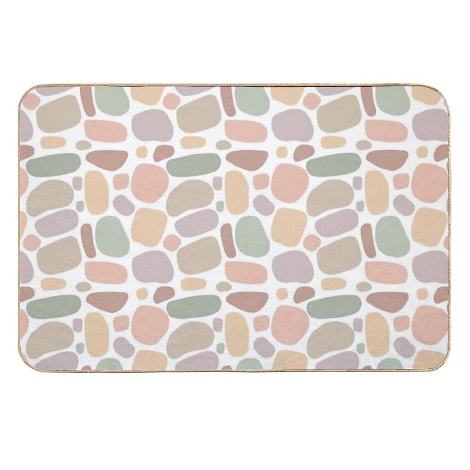Boho Abstract Free-Form Pattern  Terracotta And Pastel Organic Shapes  Anti-Trip Bath Mat