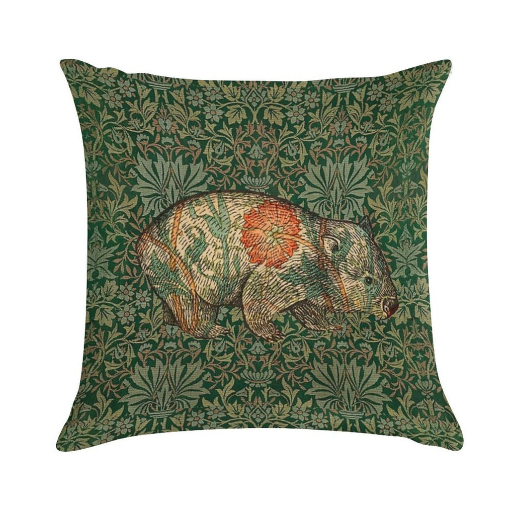 Rossetti's Wombat in Green Flower Garden Soft Multiple Sizes Throw Pillow