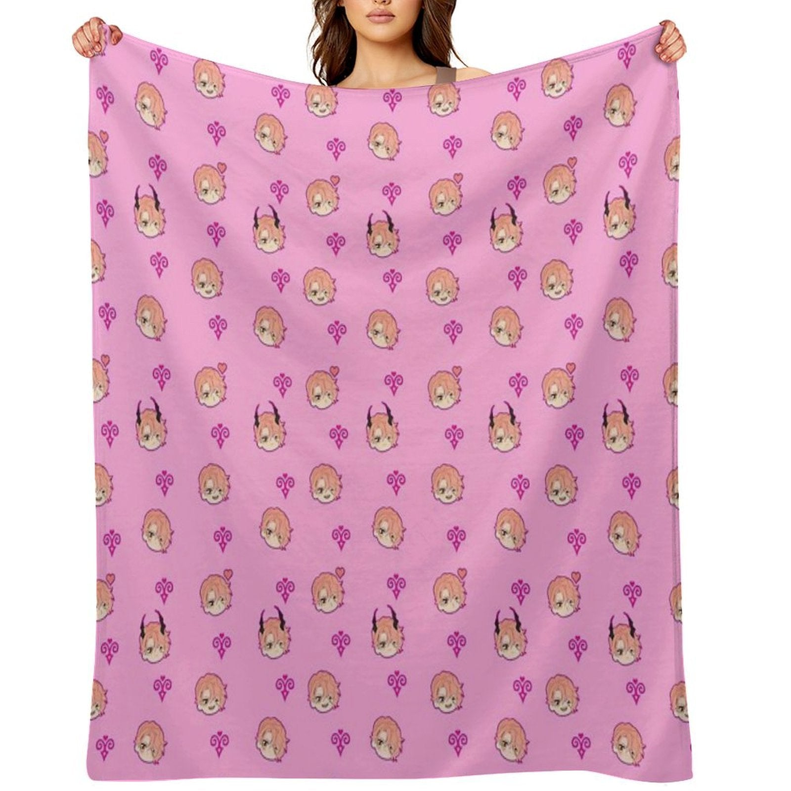 Obey Me - Asmo Pattern Travel-friendly Throw Blanket