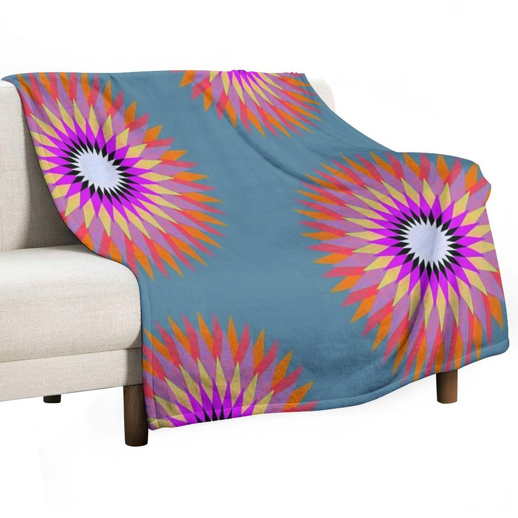 Psychedelic Geometric Flower Mandala Lightweight Throw Blanket