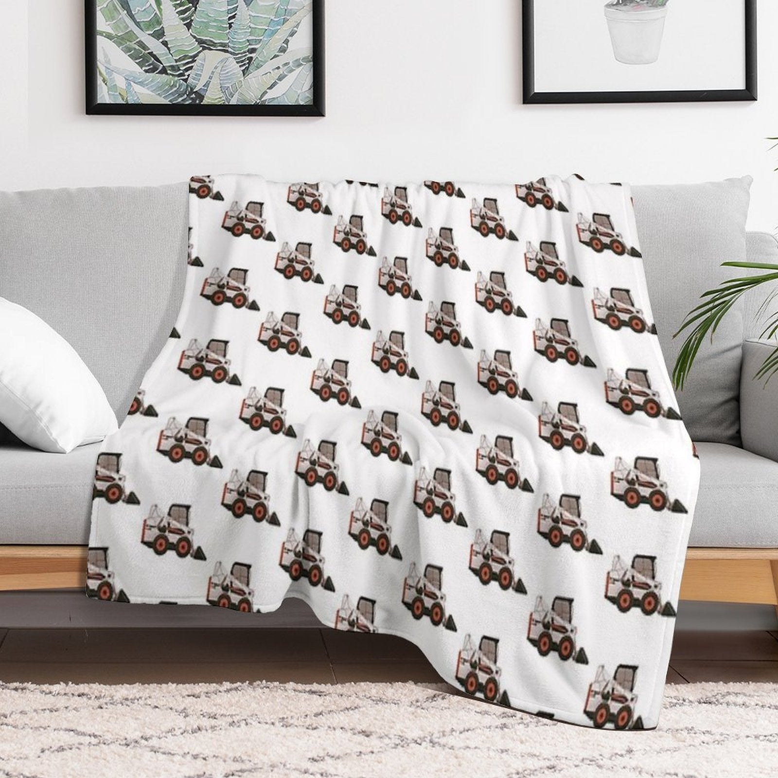Bobcat Skidsteer Shrink-resistant Throw Blanket