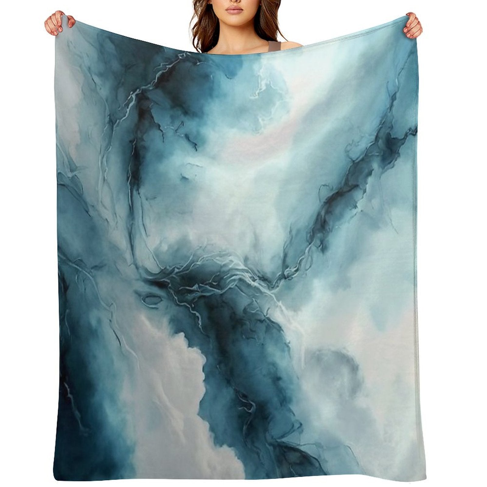 Cloudy Storm - Abstract Alcohol Ink Art Compact Throw Blanket