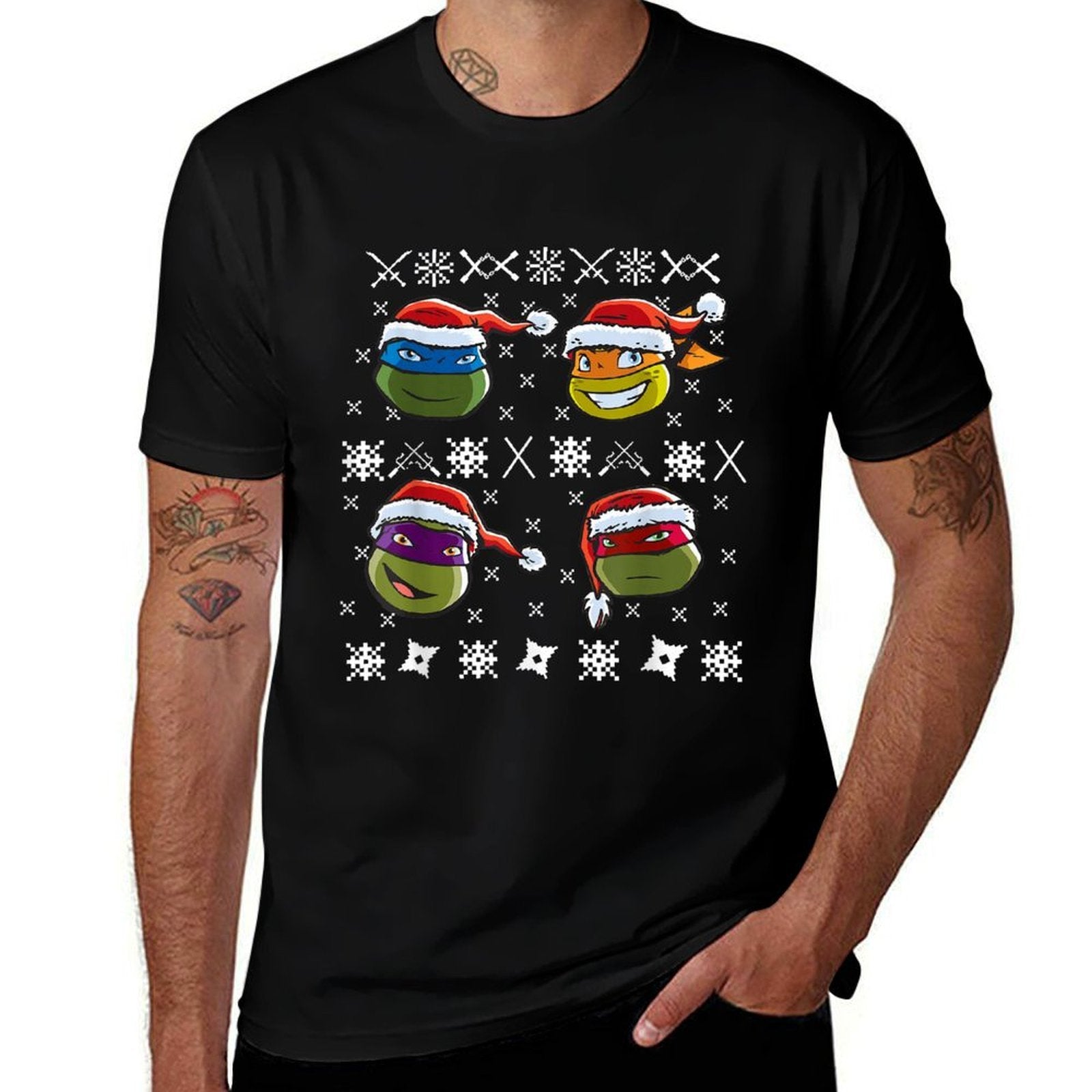 Teenage Mutant Ninja Turtles Christmas Sweater  Ribbed Collar T-Shirt