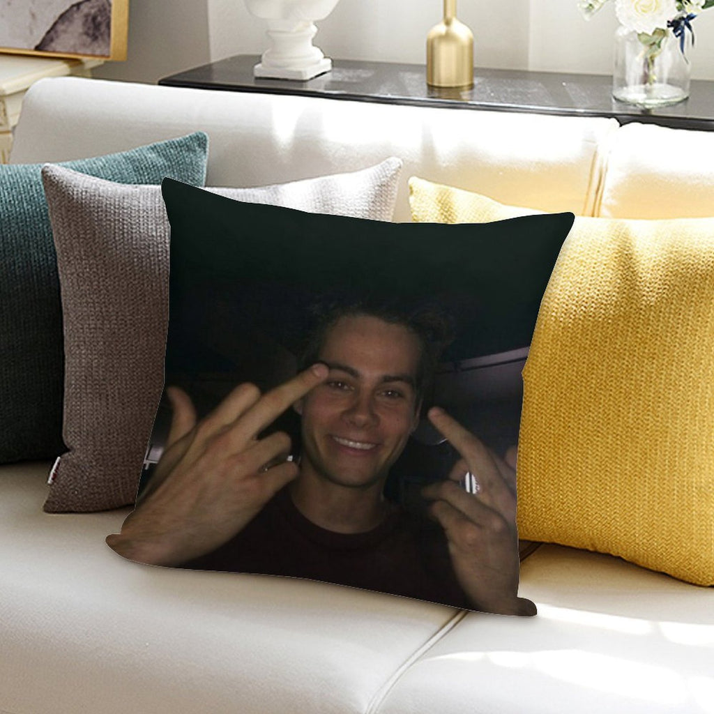 Dylan O’brien Middle Fingers Soft Shrink-Resistant Throw Pillow