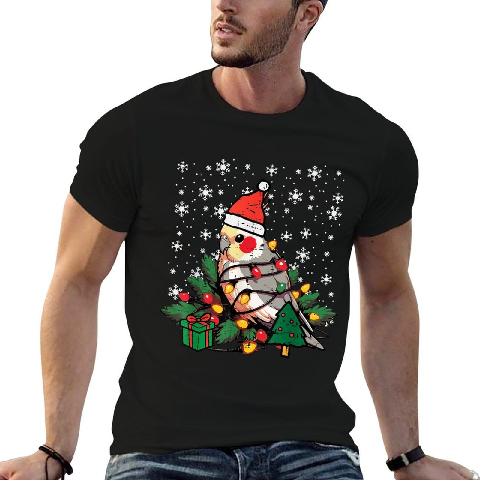 Christmas Bird Cockatiel Xmas Weiro Quarrion Men Women Kids  Heathered Texture T-Shirt
