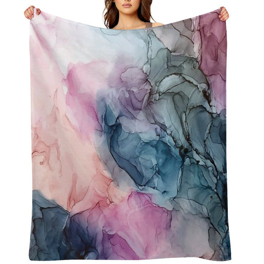 Heavenly Pastels 1 Original Abstract Ink Painting Eco-conscious Throw Blanket