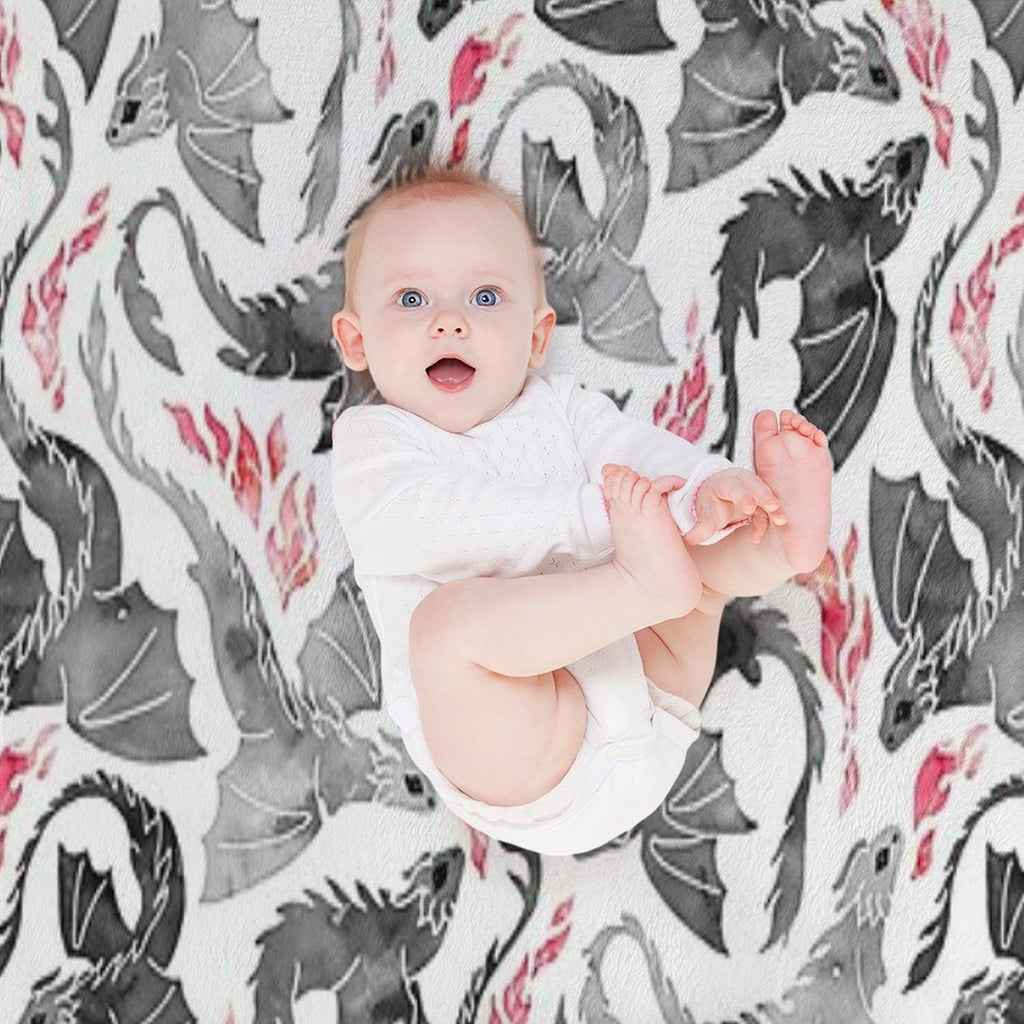 Dragon Fire Greys & Blacks Sustainable Throw Blanket
