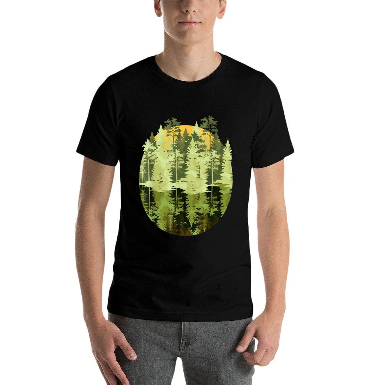 Wildlife Forest Trees Reflection Outdoors Nature  Easy-care T-Shirt