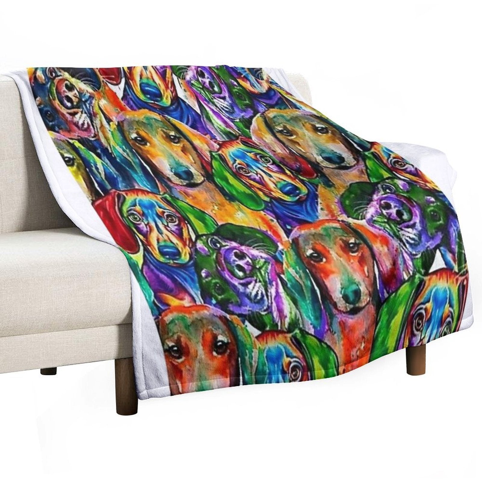 Dachshund Dog Collage Wrinkle-free Throw Blanket