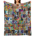 Stable Diffusion -  Grid from A Color Painting in The Biomorphic Movement. Gift-ready Throw Blanket