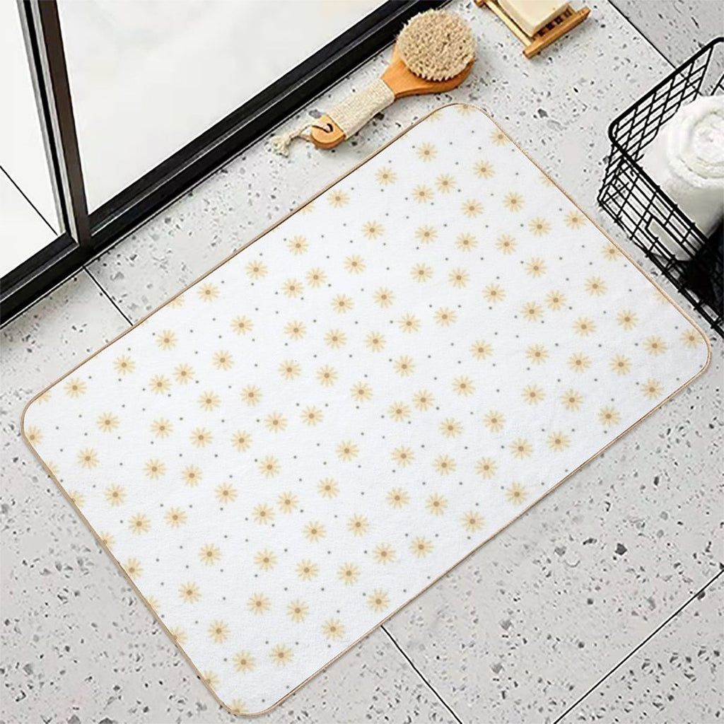 Dainty Yellow Daisies on White  High-Traffic Bath Mat