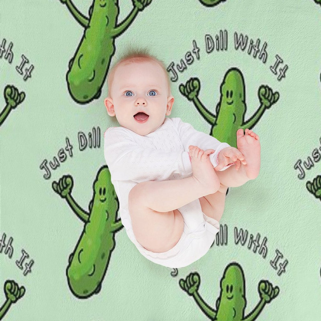 Just Dill With It Funny Cartoon Pickle Versatility Throw Blanket