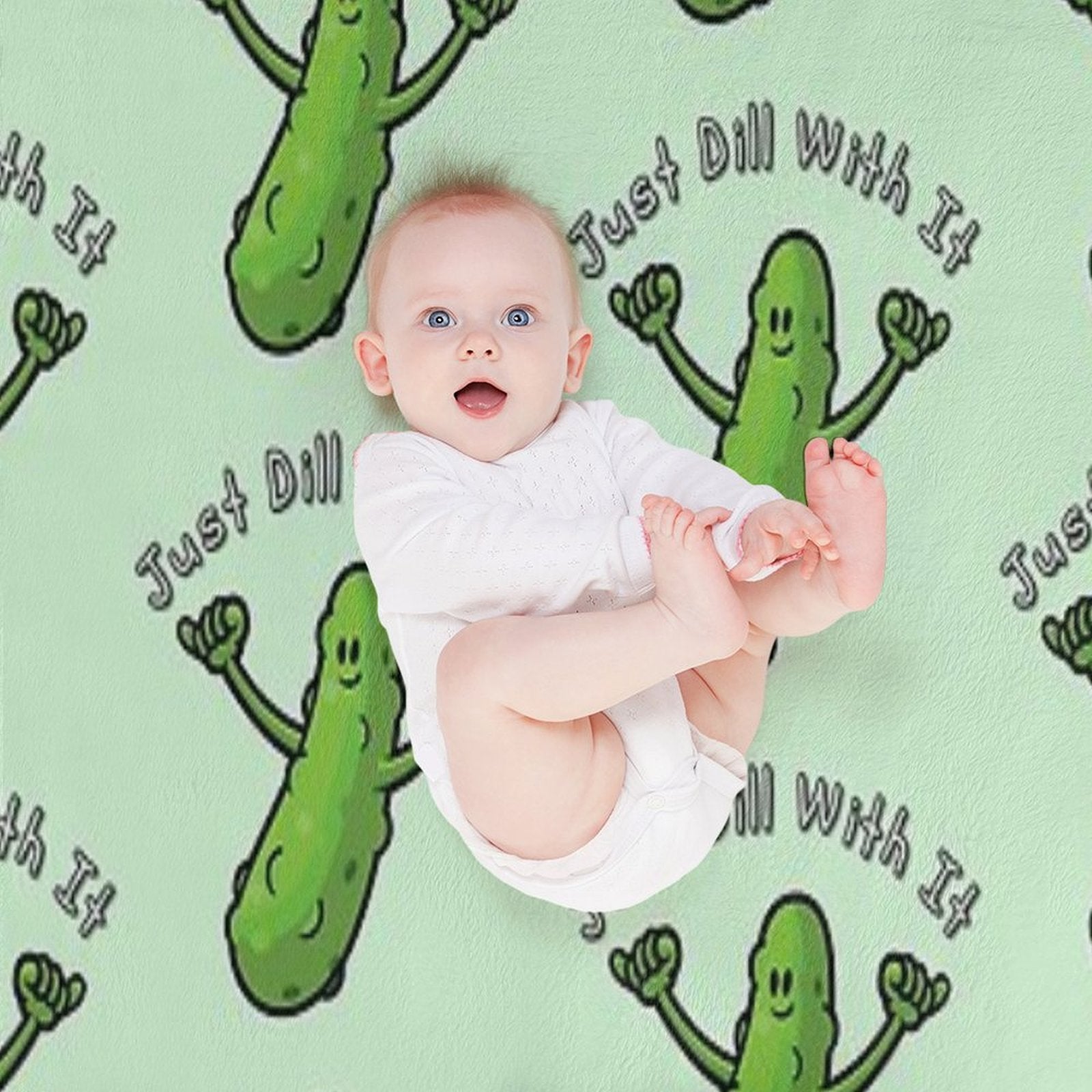 Just Dill With It Funny Cartoon Pickle Versatility Throw Blanket