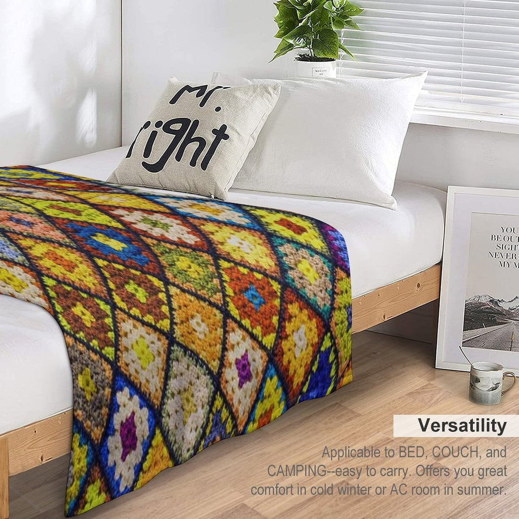 Crochet Granny Square Pattern Velvety-soft Throw Blanket