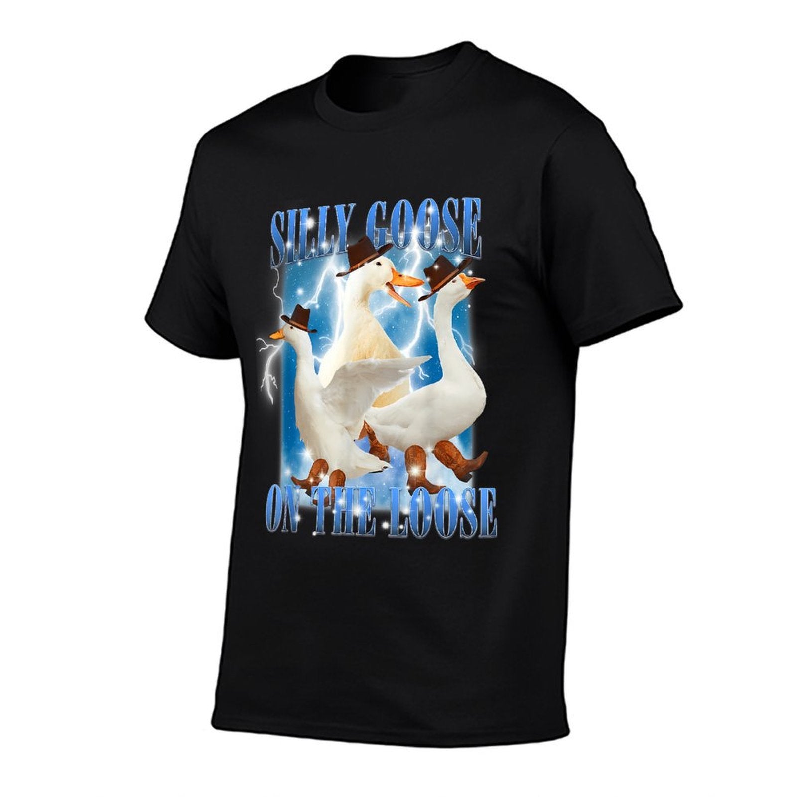 Retro Goose Aesthetic Trendy Meme Silly Goose On The Loose  Rolled Sleeves T-Shirt