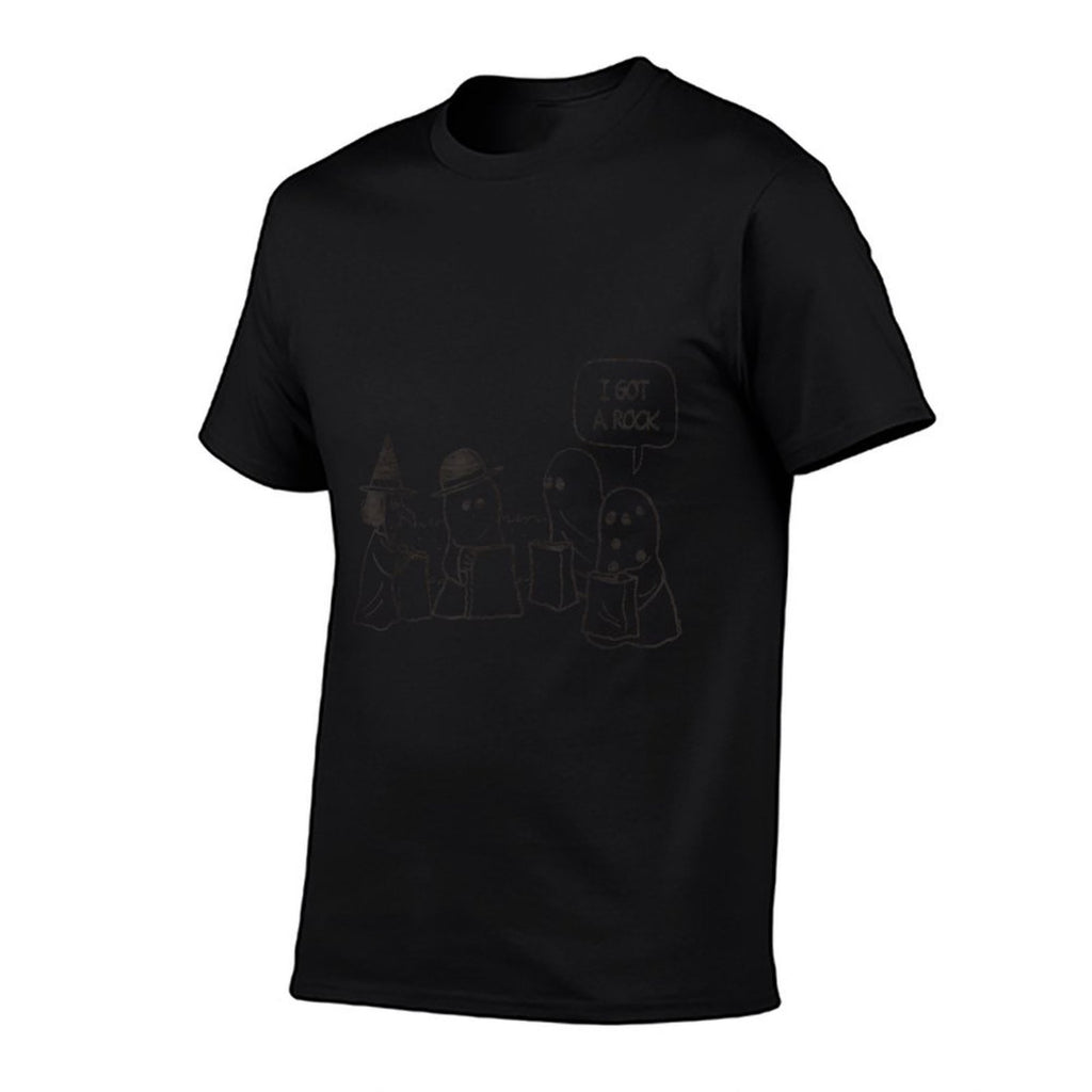 Peanuts Halloween Charlie Brown I Got A Rock  Ribbed Collar T-Shirt