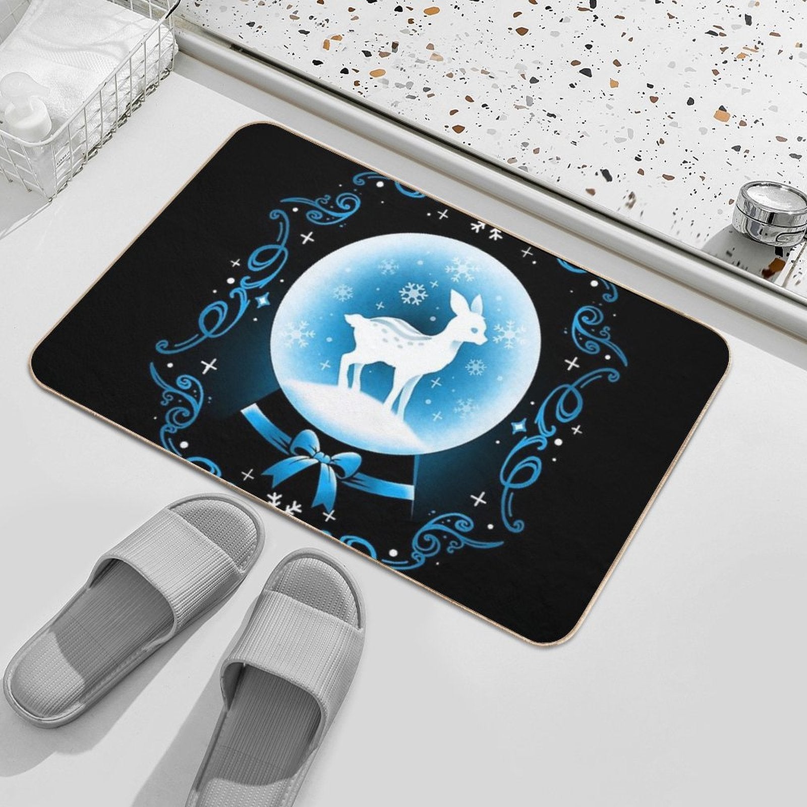 Snow Globe Deer  Odorless Bath Mat