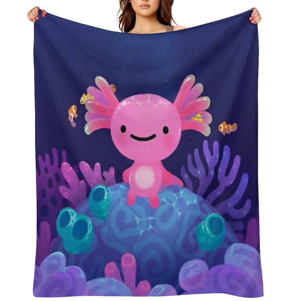 Coral Axolotl Quick-dry Throw Blanket