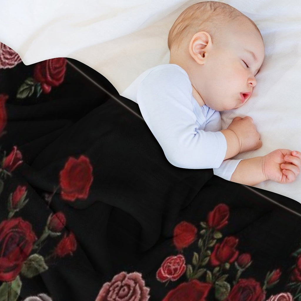 Rose Garden (Black) Sustainable Throw Blanket