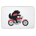Just A Newfie Riding A Motorcycle  Repositionable Bath Mat