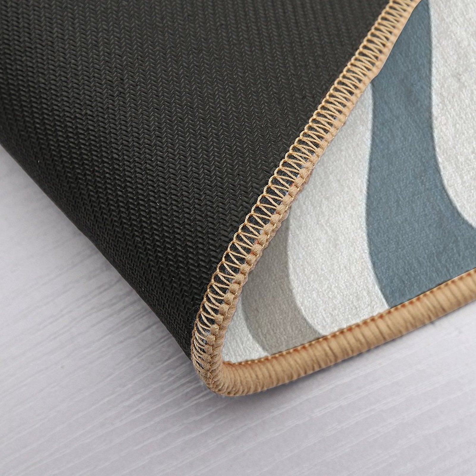 Liquid Swirl Contemporary Abstract in Neutral Blue Grey on Nearly White  Absorbent Bath Mat