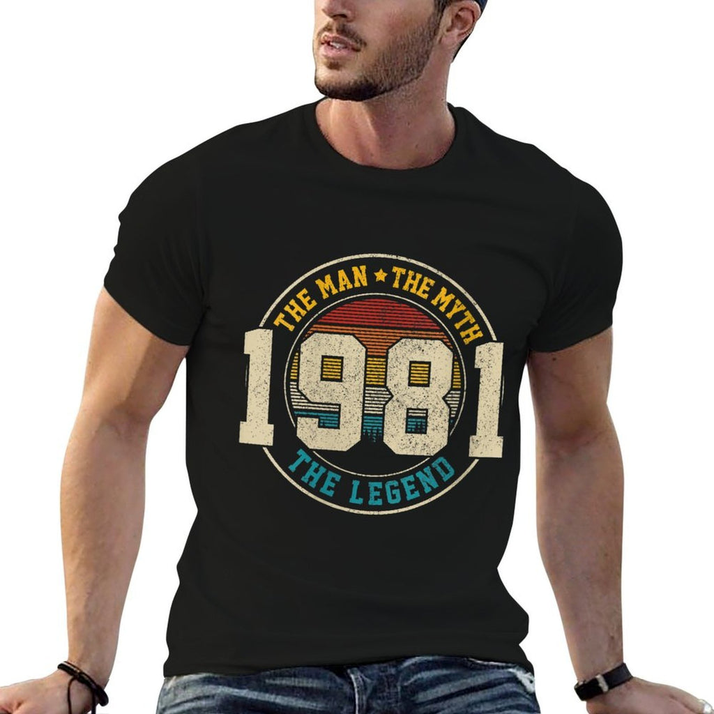 Womens 1981 The Man Myth Legend Vintage Funny 40th Birthday Gift  Ribbed Collar T-Shirt