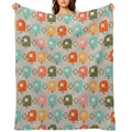 Colourful Vintage Caravans And Daisies Shrink-resistant Throw Blanket