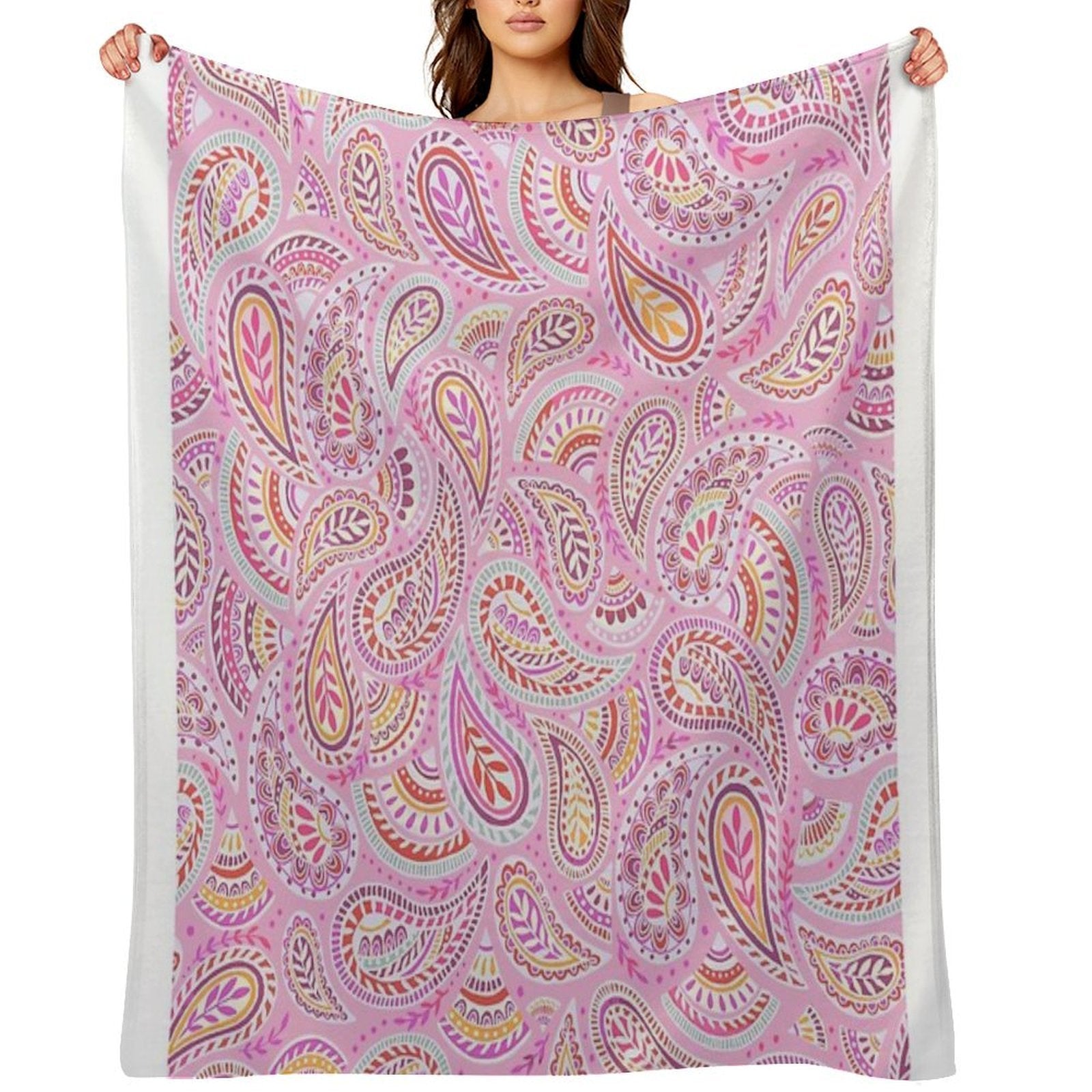 Pink Paisley Plush Throw Blanket
