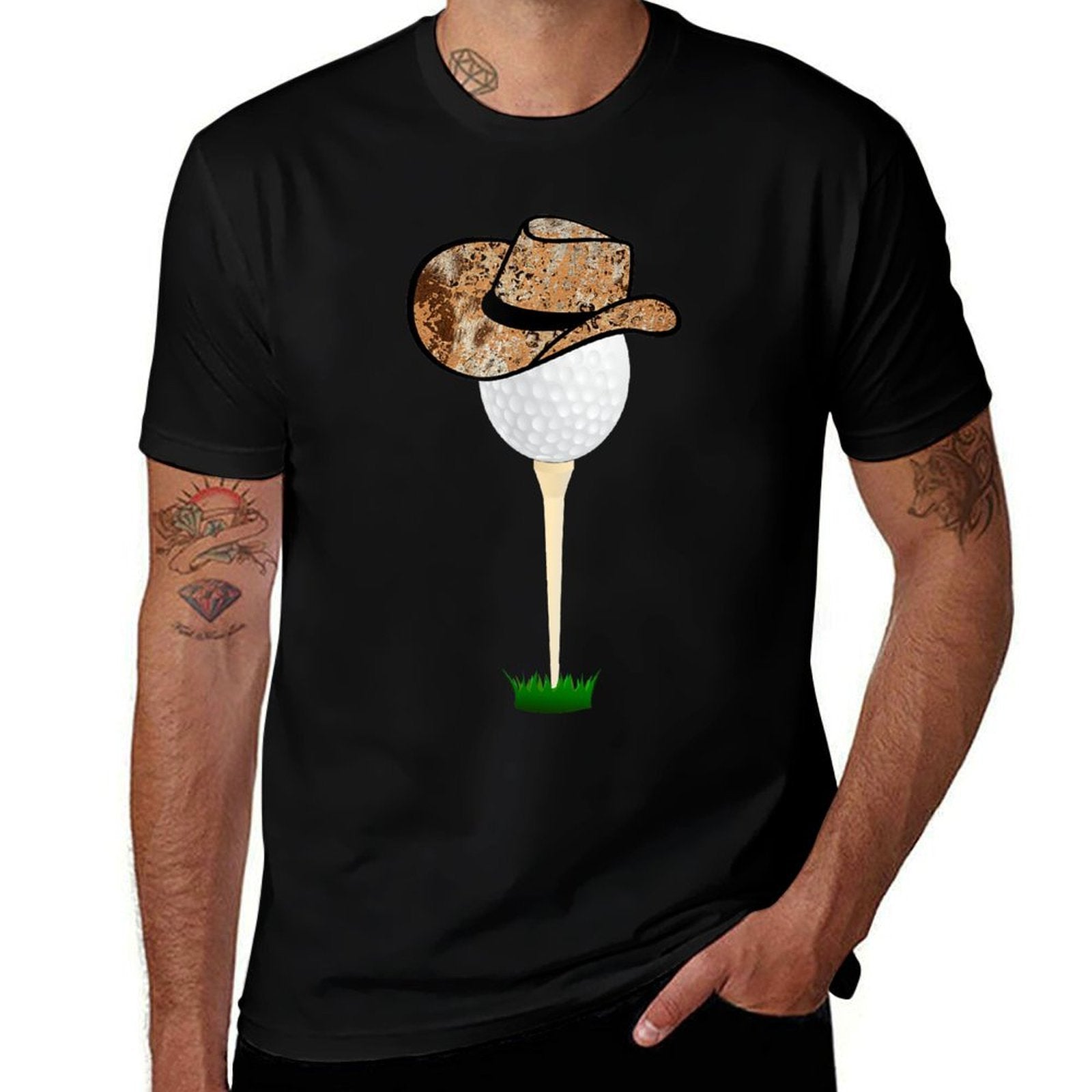 Funny Golfing Cowboy Apparel Holiday Golf Ball  Fade-proof Color T-Shirt