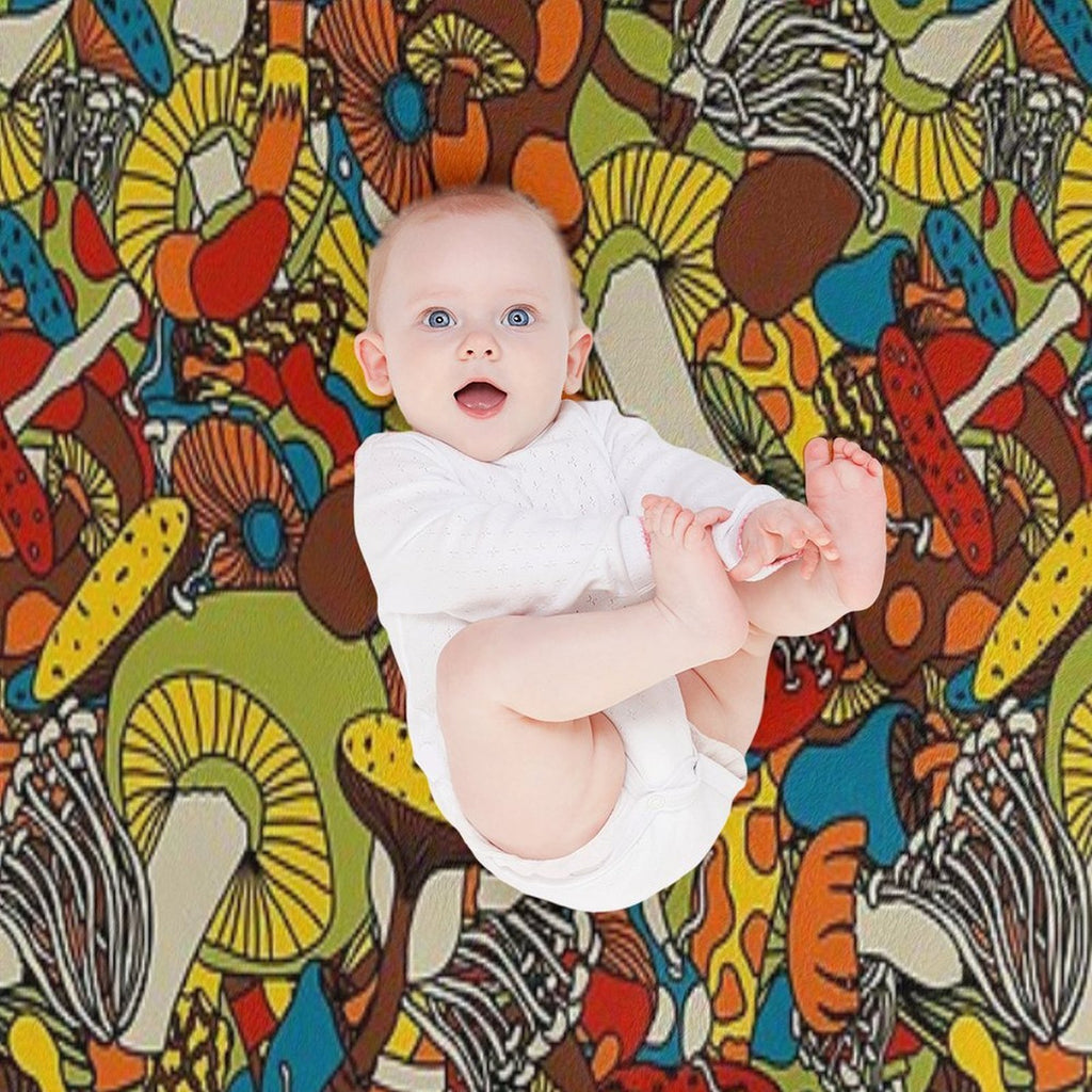 70s Psychedelic Mushroom Eco-conscious Throw Blanket