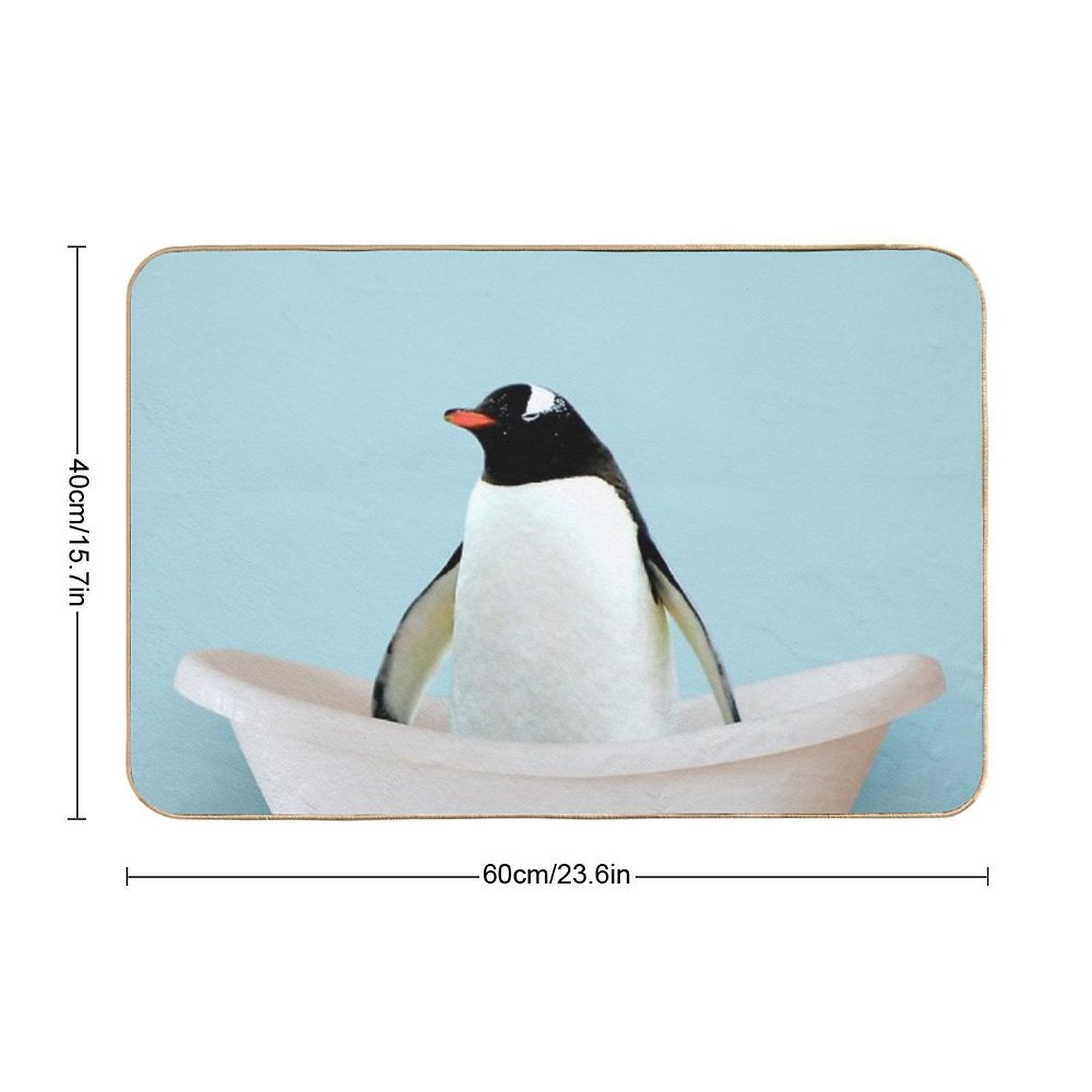 Playing Penguin in Bathtub Durable Bath Mat