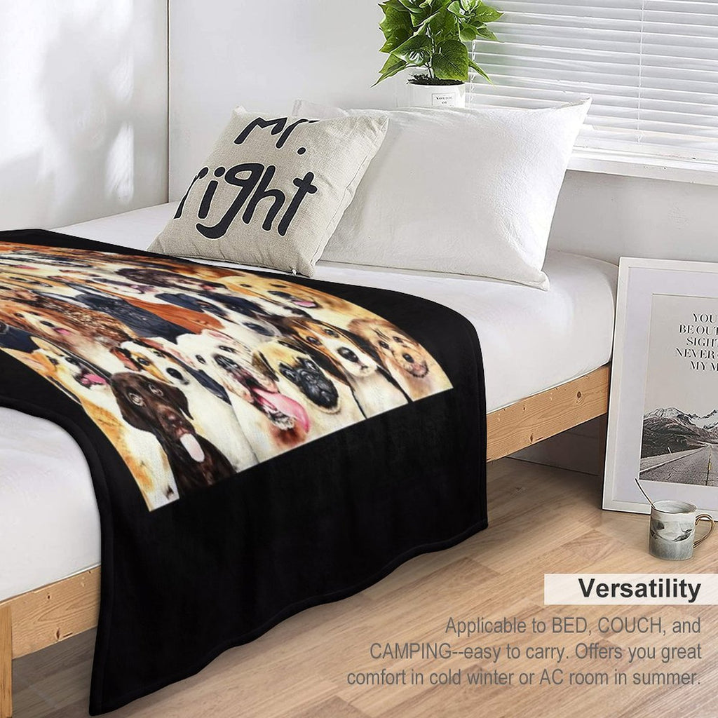 Dog Crowd Wrinkle-free Throw Blanket