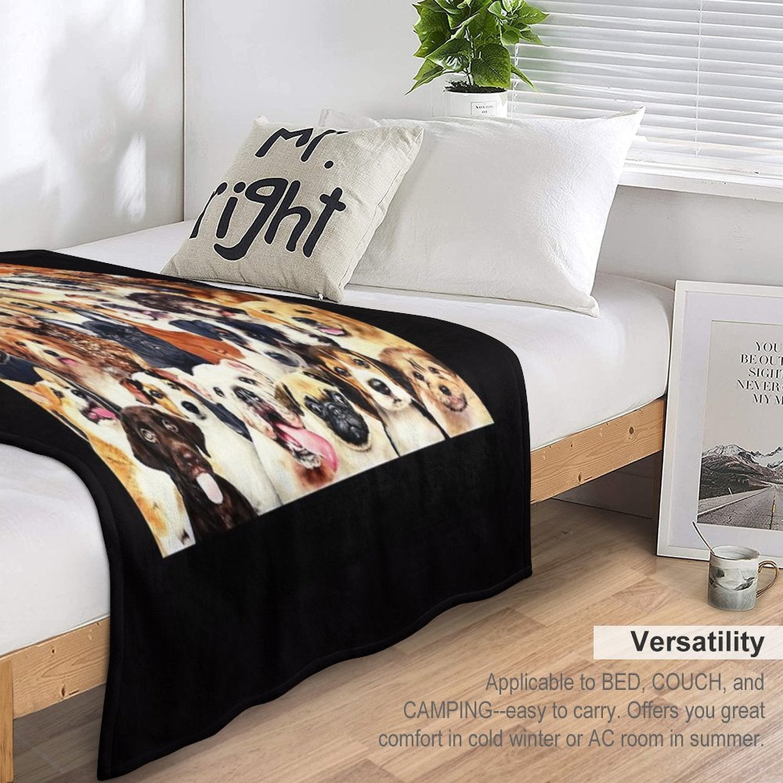 Dog Crowd Wrinkle-free Throw Blanket