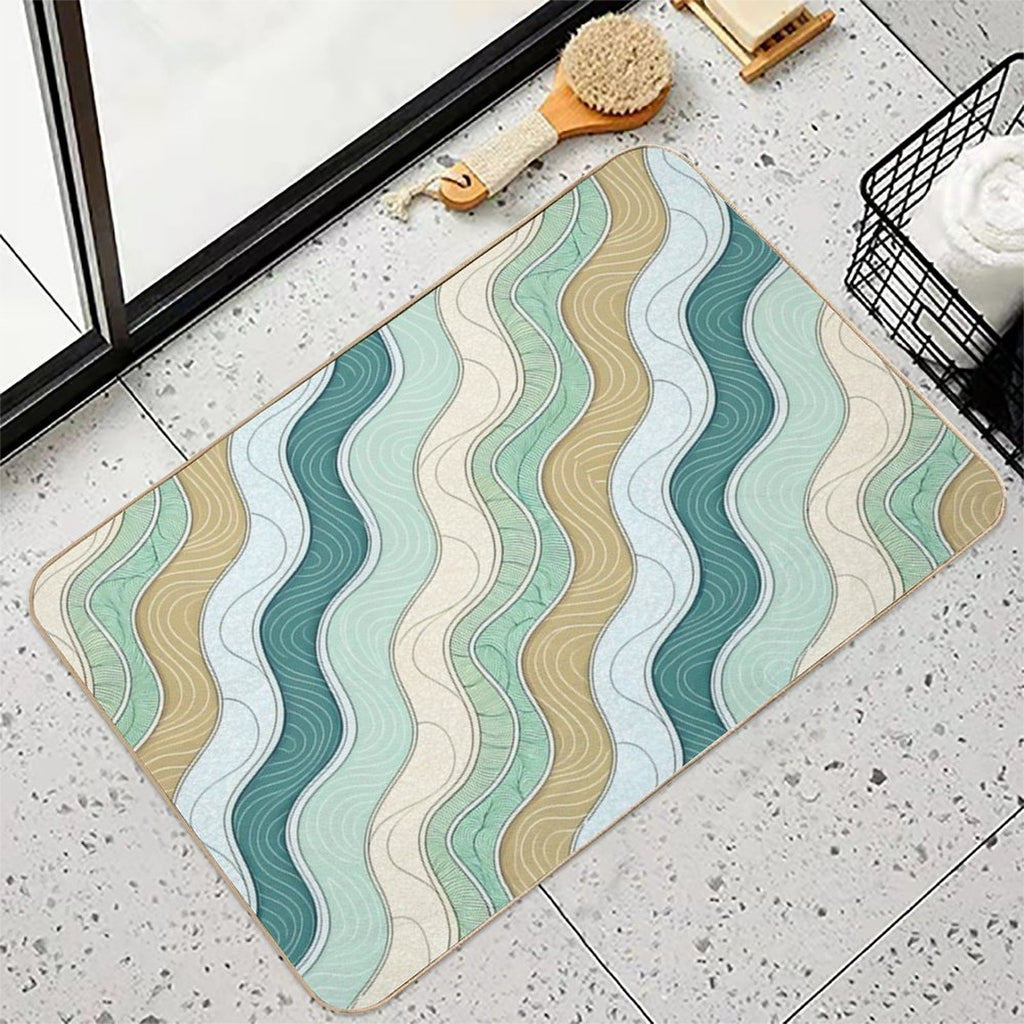 Beach Wave Pattern  Non-Slip Bath Mat