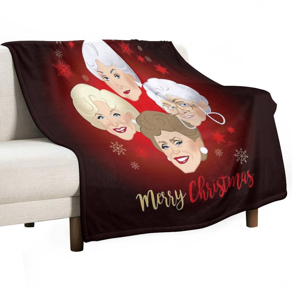 Golden Christmas Easy Care Throw Blanket