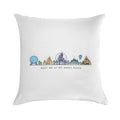 Meet Me at My Happy Place Vector Orlando Theme Park Illustration Design Soft Style Accent Throw Pillow